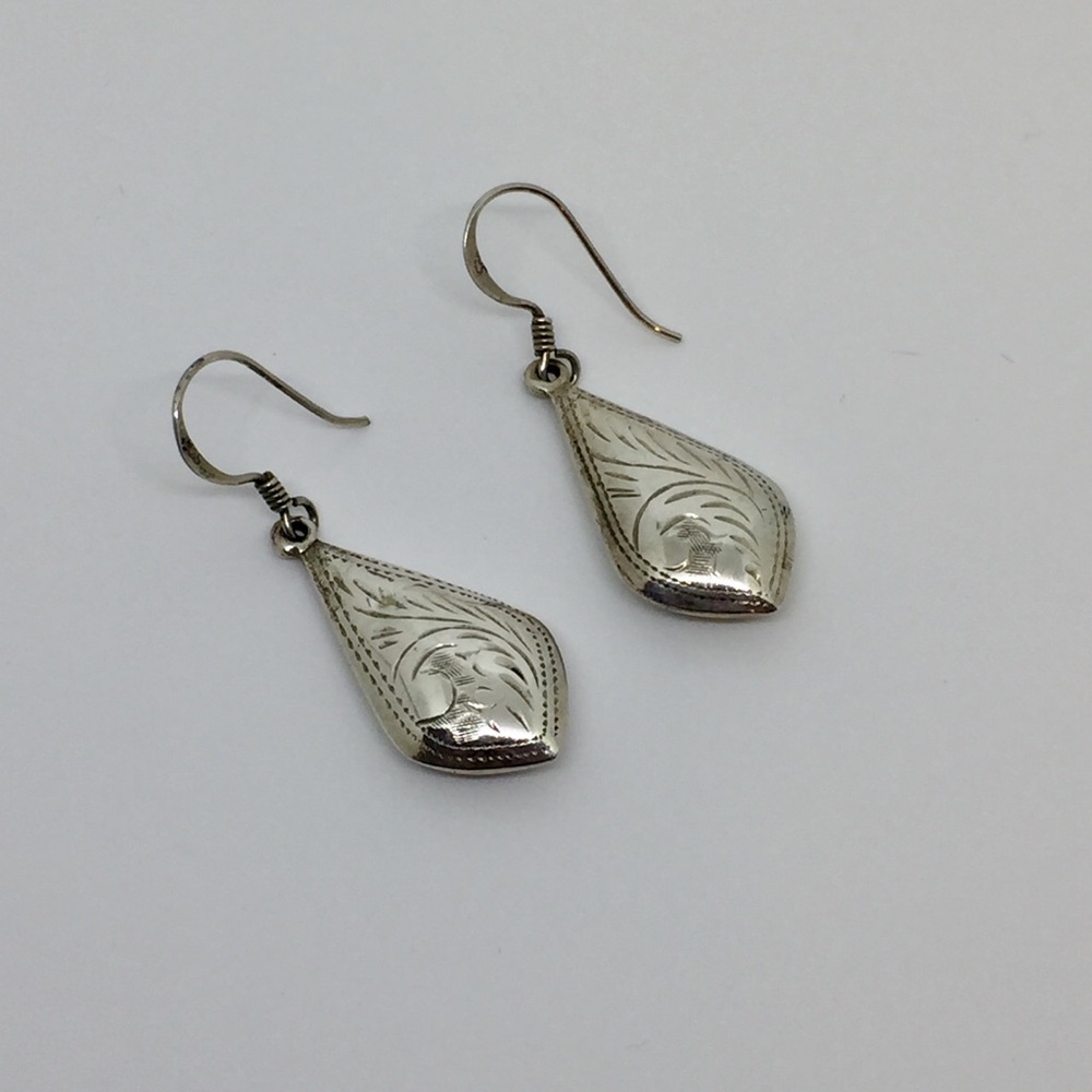 Sterling Silver Etched Earrings